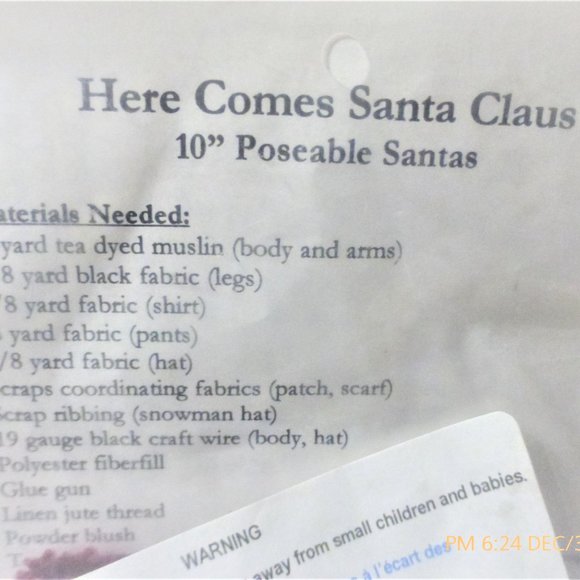 10" Poseable Santa's SWEET DREAMS #402 Here Comes Santa Claus Vintage Pattern - Picture 3 of 3